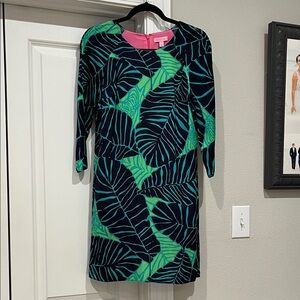 Lilly Pulitzer Pink and Green Leaf Dress